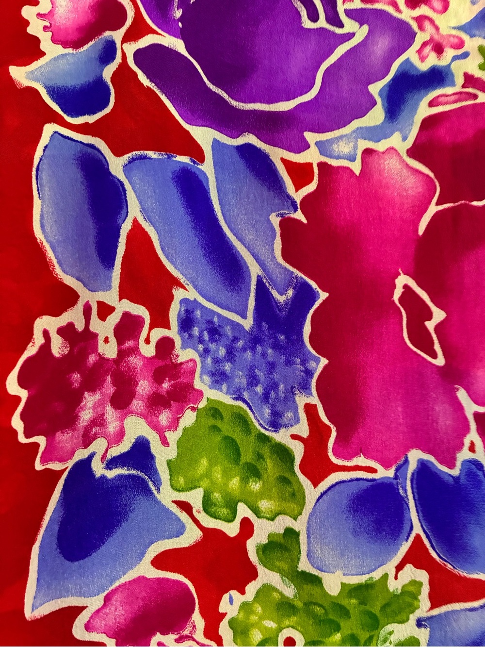 Liz Claiborne Red Floral Print Scarf with Pink & Purple Accents